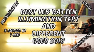 LED illumination For PhotographyStudy Wipro Garnet Plus VS Philips Slimline LED batten TEST 2018 [upl. by Anitsyrc79]