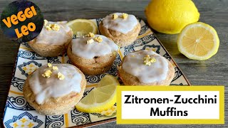 Vollkorn ZitronenZucchini Muffins  fettfrei saftig und lecker [upl. by Notsnorb638]