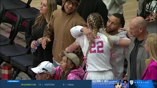 Steph Curry amp Daughter Riley Watch Godsister Cameron Brink Set Stanford Block Record Win vs 25 USC [upl. by Auerbach]