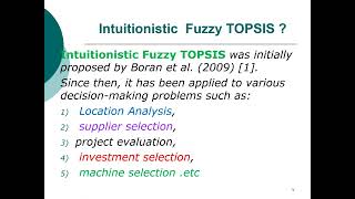 Introduction to Intuitionistic Fuzzy TOPSIS arabic version [upl. by Nathanael83]