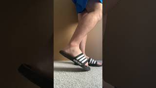 Barefoot Adidas Slides Black Adidas CloudFoam Slides [upl. by Ezitram992]