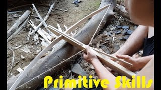 Primitive Technology Make a Crossbow Primitive [upl. by Ynoyrb209]