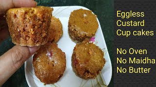 Custard Powder Cupcakes Recipe in Telugu  Cupcakes Recipe  Eggless Cupcakes Cupcakes without Oven [upl. by Osicran105]