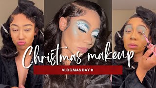 VLOGMAS Day 1 15 Christmas makeup [upl. by Arne]