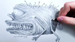 Creature with pencil  Surreal illustration  Time Lapse Art by Dimitri Kozma [upl. by Llertram316]