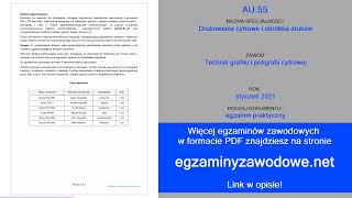 Egzamin zawodowy praktyczny AU55 Drukowanie cyfrowe i obróbka druków styczeń 2021 [upl. by Xeno]