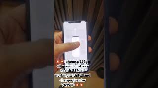 💥💥Iphone x 256gb all genuine battery health 85 all working with bill and charger 9499💥💥 viral [upl. by Skip]