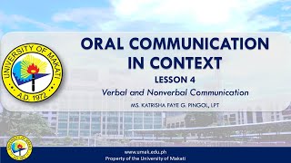 Lesson 4 Verbal and Nonverbal Communication  Oral Communication in Context [upl. by Ahsaya865]