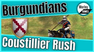 AOE2 Burgundian Coustillier Rush build order 262  Lords of the west expansion [upl. by Esinwahs418]