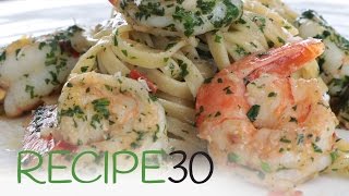 Garlic Linguine Pasta with Shrimp or Prawns [upl. by Atirabrab946]