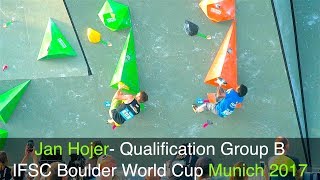 Jan Hojer  IFSC Boulder World Cup München 2017  Qualification [upl. by Alak]