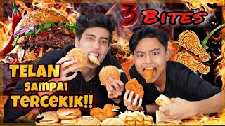 THREE BITES CHALLENGE SAMPAI MUNTAH DARAH 😂  BERANI MATI 🥵 [upl. by Estrellita]