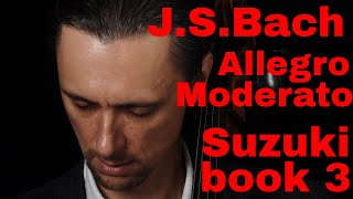 JS Bach Allegro Moderato Suzuki Cello Book 3 Fast and Slow tempo  Play Along with Cello Teacher [upl. by Selec423]