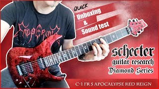 Schecter Diamond Series C1 FR S Apocalypse Red Reign Guitar  Quick Unboxing amp Sound Test [upl. by Natala]