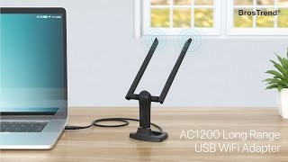 BrosTrend AC1200 Long Range USB WiFi Adapter Brings Blazing Fast WiFi and Better Signal for Your PC [upl. by Idel179]