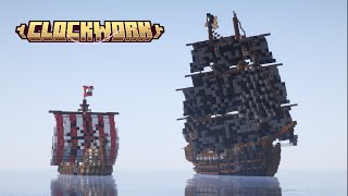 The first actually working sailing warships in Minecraft Clockwork [upl. by Agripina]