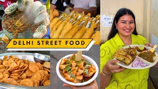 DELHI STREET FOOD  Chole Kulche Shawarma Aloo Tikki Butter Chicken amp More  4K [upl. by Aratnahs]