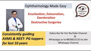 Enucleation Evisceration Exenteration Destructive surgeries of Eyelid [upl. by Kruter]