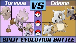 CUBONE vs TYROGUE  Split Evolution Line Battle Pokémon SunMoon [upl. by Eelasor]