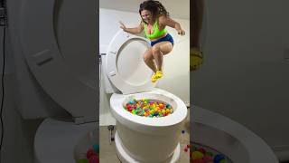 JUMPING High into the Giant Toilet Filled with Play Balls Slow Motion shorts [upl. by Loraine]