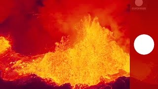 Stunning drone footage Iceland volcano eruption seen from sky [upl. by Hotchkiss]