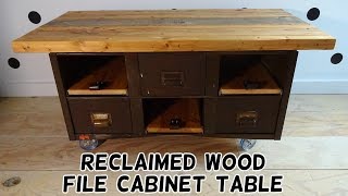 Reclaimed Wood File Cabinet Table Flip [upl. by Nuhs]