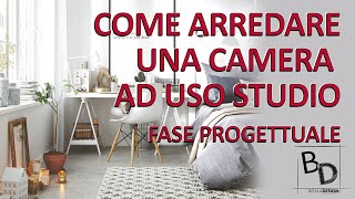 COME ARREDARE UNA CAMERA DA LETTO AD USO STUDIO  Fase Progettuale  Belula Design [upl. by Kobylak]