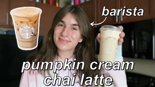 How To Make A Starbucks Iced Pumpkin Cream Chai Tea Latte at Home  by a barista [upl. by Notneb267]