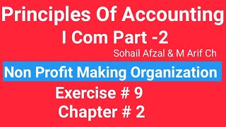 I com 2Chap2 Exe9 Principles of Accounting Sohail Afzal Book Non Profits Making Organization [upl. by Treharne]