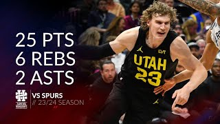 Lauri Markkanen 25 pts 6 rebs 2 asts vs Spurs 2324 season [upl. by Pandolfi]