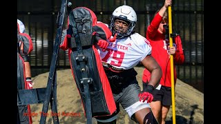 Texas Tech fall camp position battles Left tackle [upl. by Enyawd]