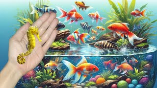 catching fish colorful fish goldfish koi fish betta fish turtles crabs catfish [upl. by Assilrac]