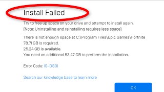 How To Fix Fortnite Install Failed  Fix There Is No Enough Space Error Installed Failed Fortnite [upl. by Nileuqay]