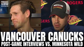 Casey DeSmith amp Conor Garland React to Vancouvers Shutout Win vs Minnesota Wild DeSmiths Play [upl. by Auoh]