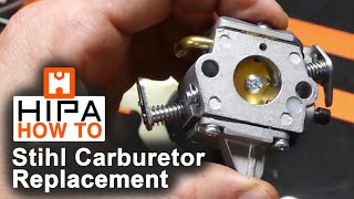 How to replace the carburetor  Stihl chainsaw  Hipa How To  009 [upl. by Necyrb]