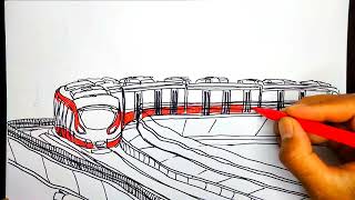 Cara menggambar LRT Jabodebek step by step [upl. by Ahsekam]