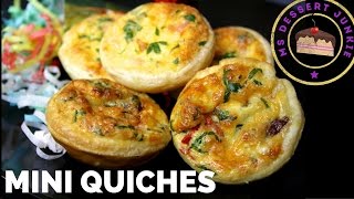 MINI QUICHES RECIPE  FINGER FOOD  MsDessertJunkie [upl. by Hujsak]