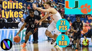 Chris Lykes Miami Hurricanes 21 PTS 3 REBS vs Clemson Tigers  Next Ones [upl. by Juna]