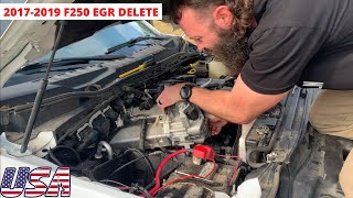 How to delete EGR and install block off plates on 201720182019 F250  F350 [upl. by Yhtac]