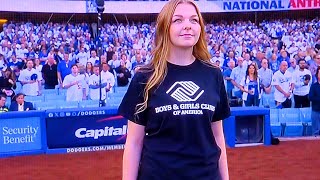 PEARLE PETERSON  NATIONAL ANTHEM  2024 MLB WORLD SERIES GAME 1  YANKEES VS DODGERS  OCTOBER 26 [upl. by Ofilia361]