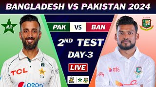 PAKISTAN vs BANGLADESH 1st TEST MATCH DAY 3 LIVE SCORES  PAK vs BAN LIVE COMMENTARY  SESSION 2 [upl. by Billye]