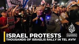 Thousands of Israelis rally in Tel Aviv urging Gaza captives deal [upl. by Beniamino964]