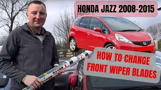 Honda Jazz 20082015 How To Change Front Wiper Blades Easy Wipers Replacement Heyner [upl. by Marigolda668]