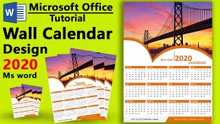 Ms Word Tutorial  Wall Calendar Design 2020 ms word  How to make Calendar Design in ms word [upl. by Aicatsue]