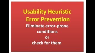 UX Design  Usability Heuristic  Error Prevention  Eliminate errorprone conditions [upl. by Sadoc153]