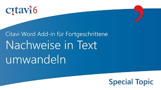 Citavi 6 Word Addin Nachweise in Text umwandeln 36 [upl. by Henleigh]