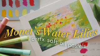 Arrtx Soft Oil Pastels amp Painting Monets Water Lilies 🖍️ 48 color swatches review amp comparison [upl. by Trainer]