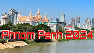 Phnom Penh City Cambodia 2024 City Tour Relaxing Drive [upl. by Airtened]