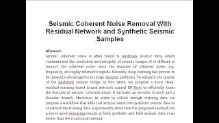 Seismic Coherent Noise Removal With Residual Network and Synthetic Seismic Samples [upl. by Esinev]