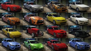 Need For Speed 2015  All Car Full List  Including DLC amp Boss Car And Toyota 4K PS5 [upl. by Harihat]